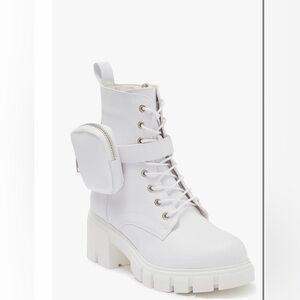 Chase + Chloe White Combat Boots
